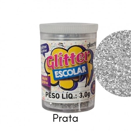 Glitter PVC 3g Cor Prata