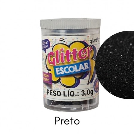 Glitter PVC 3g Cor Preto