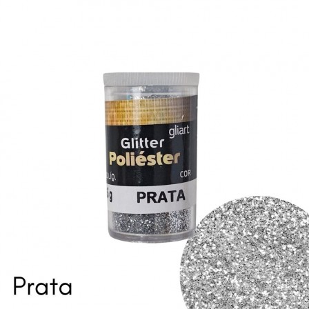 Glitter Poliester 3,5g Cor Prata